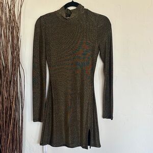 Reformation Metallic Long Sleeve Dress